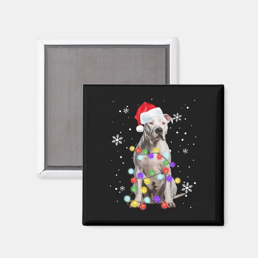 Pitbull Hond Merry Dogmas Santa Pitbull Kerst T Magneet (Voorkant / Achterkant)