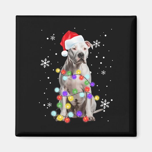 Pitbull Hond Merry Dogmas Santa Pitbull Kerst T Magneet (Voorkant)