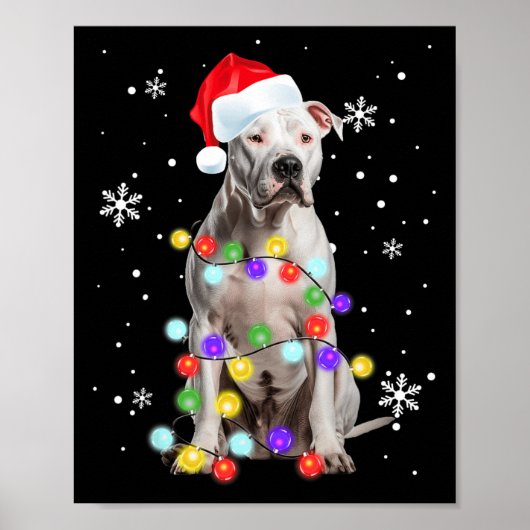 Pitbull Hond Merry Dogmas Santa Pitbull Kerst T Poster (Voorkant)