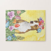Pitbull Hond met Bloemen Lente Legpuzzel (Horizontaal)