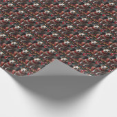 Pitbull hond met kerstcadeaus open haard cadeaupapier (Hoek)