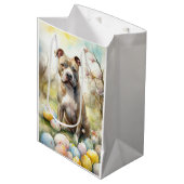 Pitbull Hond met Paaseieren Vakantie Medium Cadeauzakje (Voorkant Gekanteld)