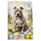 Pitbull Hond met Paaseieren Vakantie Medium Cadeauzakje (Voorkant)