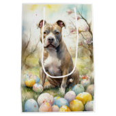 Pitbull Hond met Paaseieren Vakantie Medium Cadeauzakje (Achterkant)