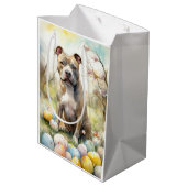 Pitbull Hond met Paaseieren Vakantie Medium Cadeauzakje (Achterkant Gekanteld)
