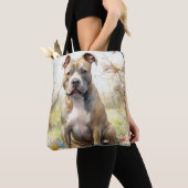 Pitbull Hond met Paaseieren Vakantie Tote Bag (Dichtbij)