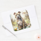 Pitbull Hond met Paaseieren Vakantie Vierkante Sticker (Envelop)