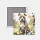 Pitbull-hond met Pasen-eieren Vakantie Magneet (Voorkant / Achterkant)