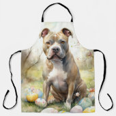 Pitbull-hond met Pasen Eieren Vakantie Schort (Voorkant)