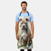 Pitbull-hond met Pasen Eieren Vakantie Schort (Gedragen)