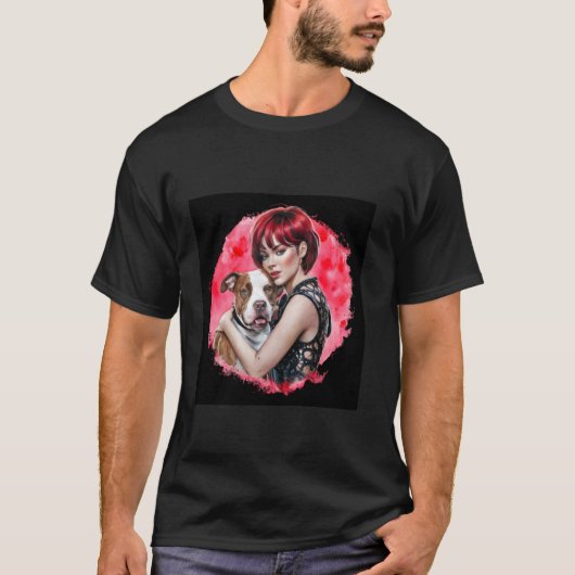 Pitbull-hond Moeder met Pit Bull-hond en geweldig T-shirt (Voorkant)