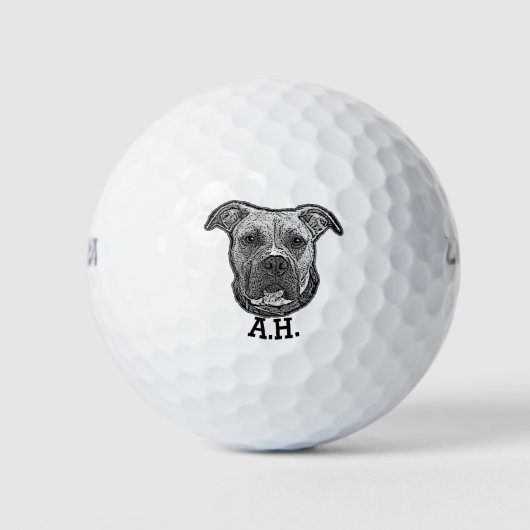 Pitbull hond monogrammed golfballen (Voorkant)
