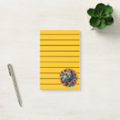 Pitbull-hond omringd door levendige zonnebloemen post-it® notes (Kantoor)