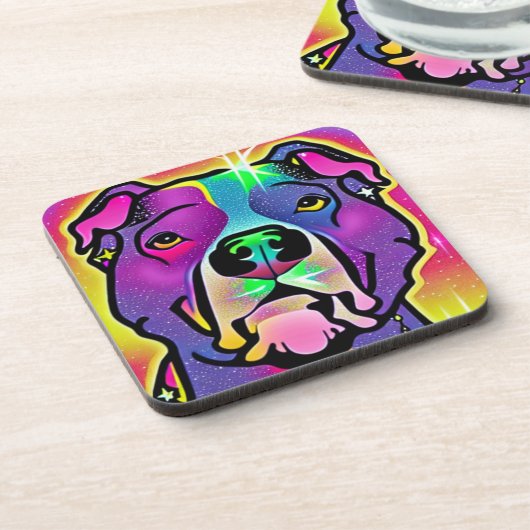 Pitbull Hond Pop Art   Bier Onderzetter (Linkerzijde)