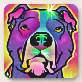 Pitbull Hond Pop Art   Bier Onderzetter (Voorkant)