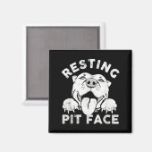 Pitbull-hond rustend Pit-gezicht sarcastische humo Magneet (Voorkant / Achterkant)