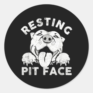 Pitbull-hond rustend Pit-gezicht sarcastische humo Ronde Sticker