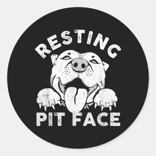 Pitbull-hond rustend Pit-gezicht sarcastische humo Ronde Sticker (Voorkant)