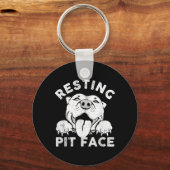 Pitbull-hond rustend Pit-gezicht sarcastische humo Sleutelhanger (Voorkant)