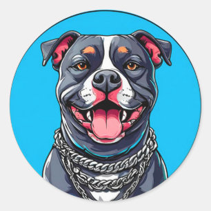 Pitbull hond Sterk en Trouw Pitbull Ras Ronde Sticker
