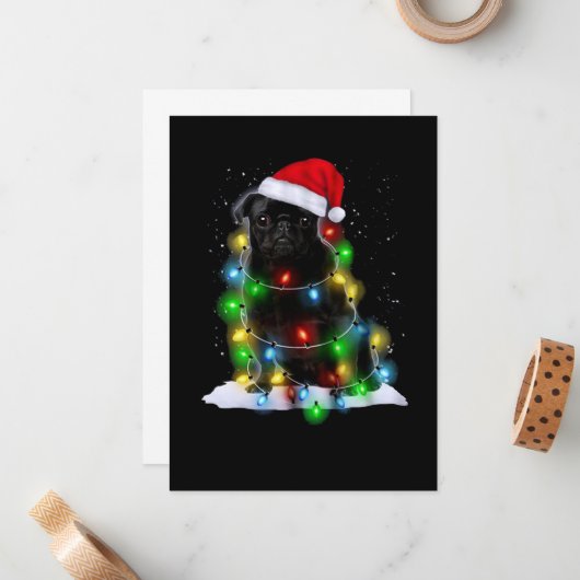 Pitbull hond tijdens Kerstmis Notitiekaartje (Voorkant / Achterkant in situ)