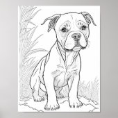 Pitbull hond volwassen kleuring poster (Voorkant)