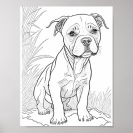 Pitbull hond volwassen kleuring poster