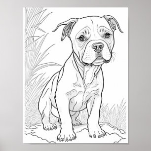 Pitbull hond volwassen kleuring poster