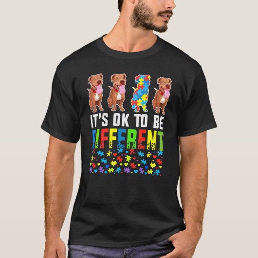 Pitbull-hond voor autisme bewustzijn t-shirt (Voorkant)