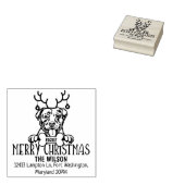 Pitbull Hond Vrolijk Kerstmis Retouradres Rubberstempel (Gestempeld)