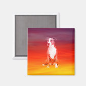 Pitbull hond zitten op het strand magneet (Voorkant / Achterkant)