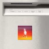 Pitbull hond zitten op het strand magneet (Insitu (Vaatwasser))