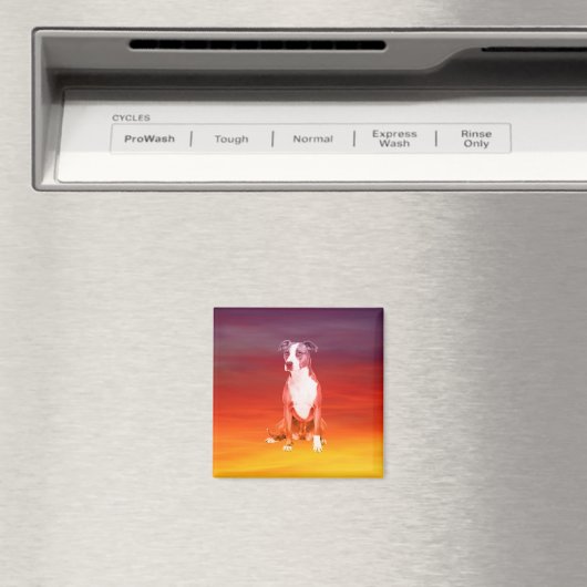 Pitbull hond zitten op het strand magneet (Insitu (Vaatwasser))