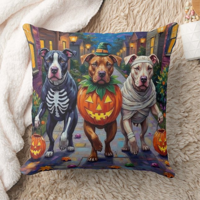 Pitbull-honden die langs de deuren gaan met Hallow Kussen (Deken)