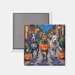 Pitbull-honden die langs de deuren gaan met Hallow Magneet