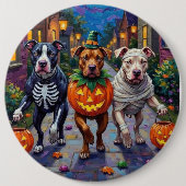Pitbull-honden die langs de deuren gaan met Hallow Ronde Button 6,0 Cm (Voorkant)
