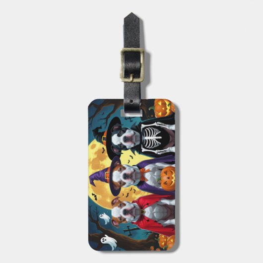 Pitbull Honden Pompoen Halloween Grappig Bagagelabel (Voorkant verticaal)