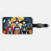 Pitbull Honden Pompoen Halloween Grappig Bagagelabel (Achterkant horizontaal)