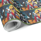 Pitbull Honden Pompoen Halloween Grappig Cadeaupapier (Rol Hoek)