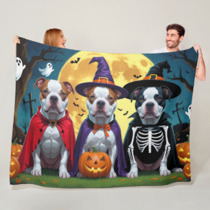 Pitbull Honden Pompoen Halloween Grappig Fleece Deken
