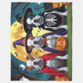 Pitbull Honden Pompoen Halloween Grappig Fleece Deken (Voorkant)