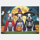 Pitbull Honden Pompoen Halloween Grappig Magneet (Voorkant)