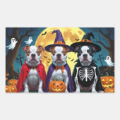 Pitbull Honden Pompoen Halloween Grappig Rechthoekige Sticker (Voorkant)