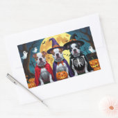 Pitbull Honden Pompoen Halloween Grappig Rechthoekige Sticker (Envelop)