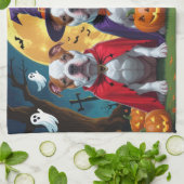 Pitbull Honden Pompoen Halloween Grappig Theedoek (Gevouwen)