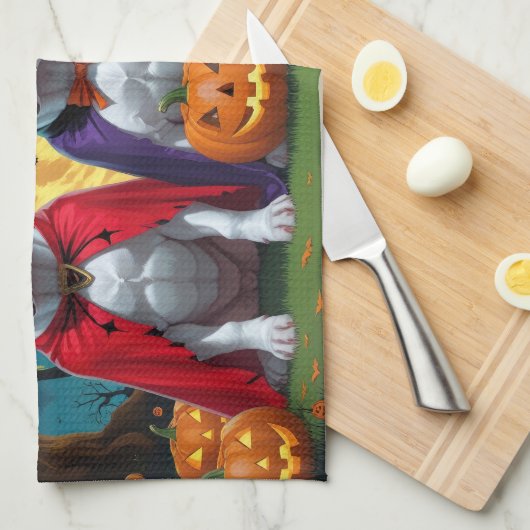 Pitbull Honden Pompoen Halloween Grappig Theedoek (Quarter Fold)