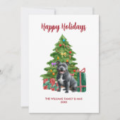 Pitbull-hondenfamilie Kerstmis Feestdagenkaart (Voorkant)