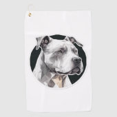 Pitbull hondengezicht golfhanddoek (Voorkant)