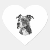 Pitbull hondengezicht hart sticker (Voorkant)