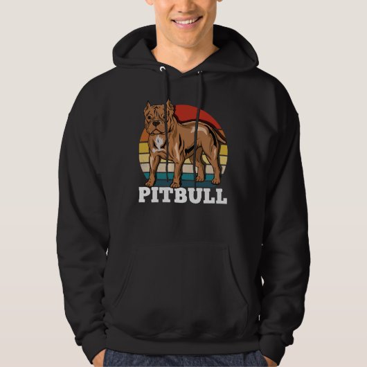 Pitbull Hondenliefhebber Retro Hoodie (Voorkant)